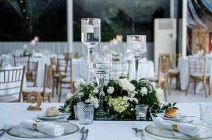 Elegant table setting at Estoril seaside wedding Portugal