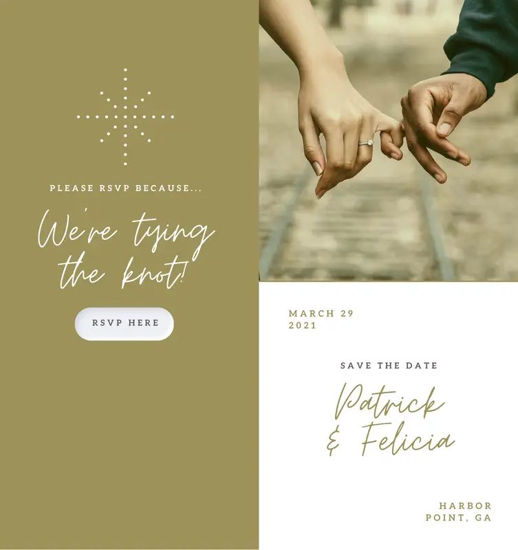 Wedding invitation with two hands making a pinky promise.